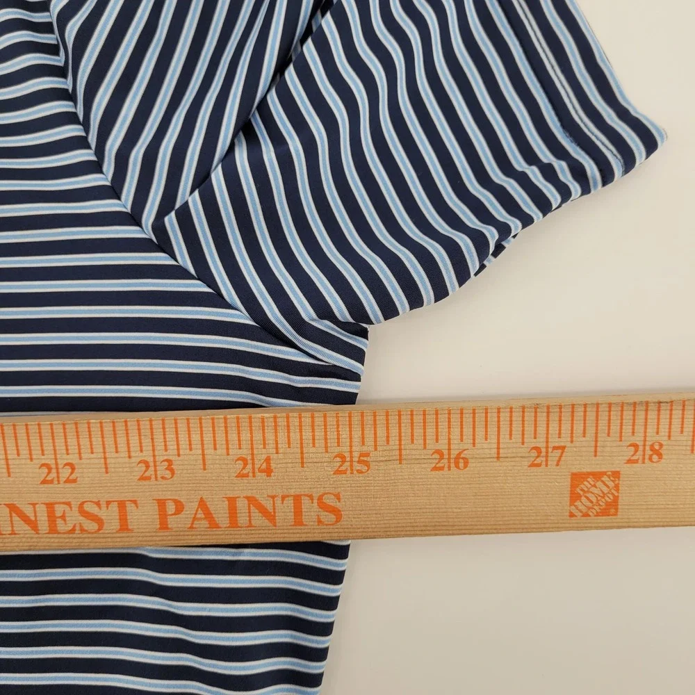 RLX‎ Ralph Lauren Polo Shirt Mens XL Stripe Navy Light Blue Golf Performance